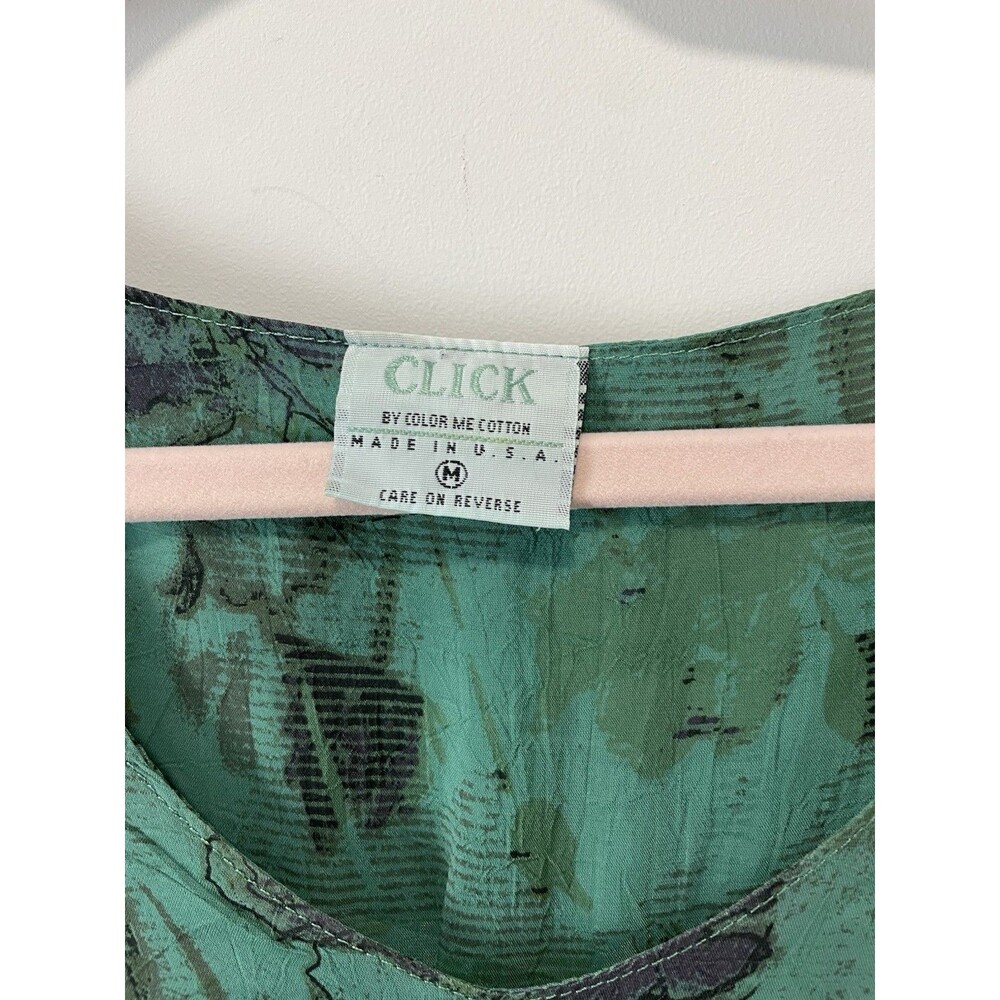 Click by Color Me Cotton Layered Green Floral Cupro Rayon Midi Dress SZ M Tiered - Picture 4 of 7